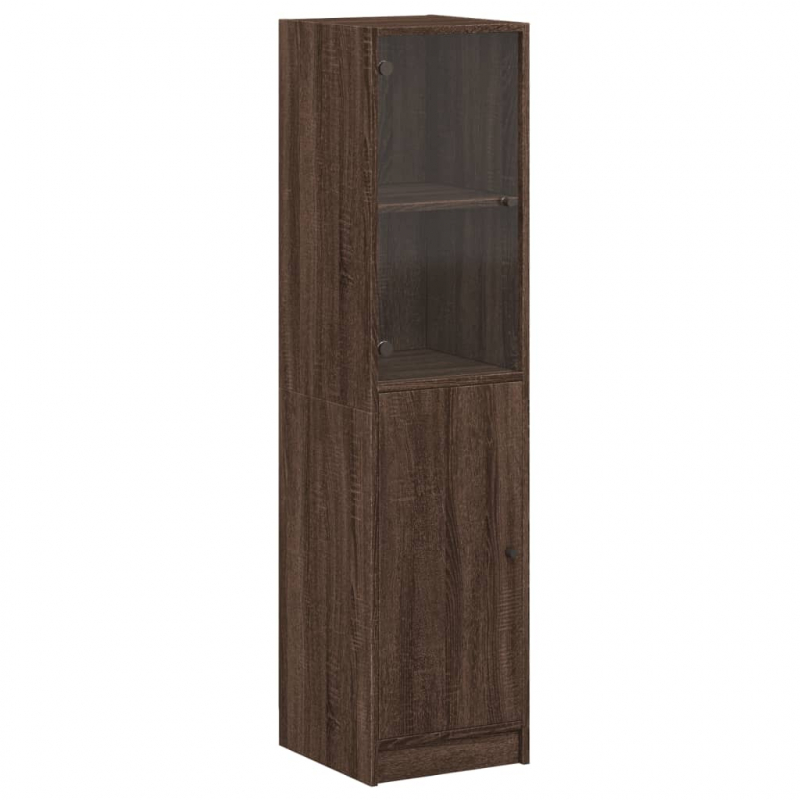 Highboard mit Glastür Braun Eichen-Optik 35x37x142 cm
