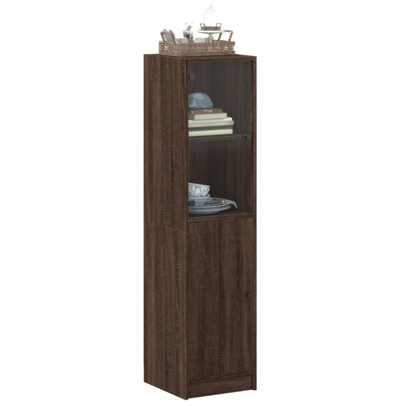 Highboard mit Glastür Braun Eichen-Optik 35x37x142 cm