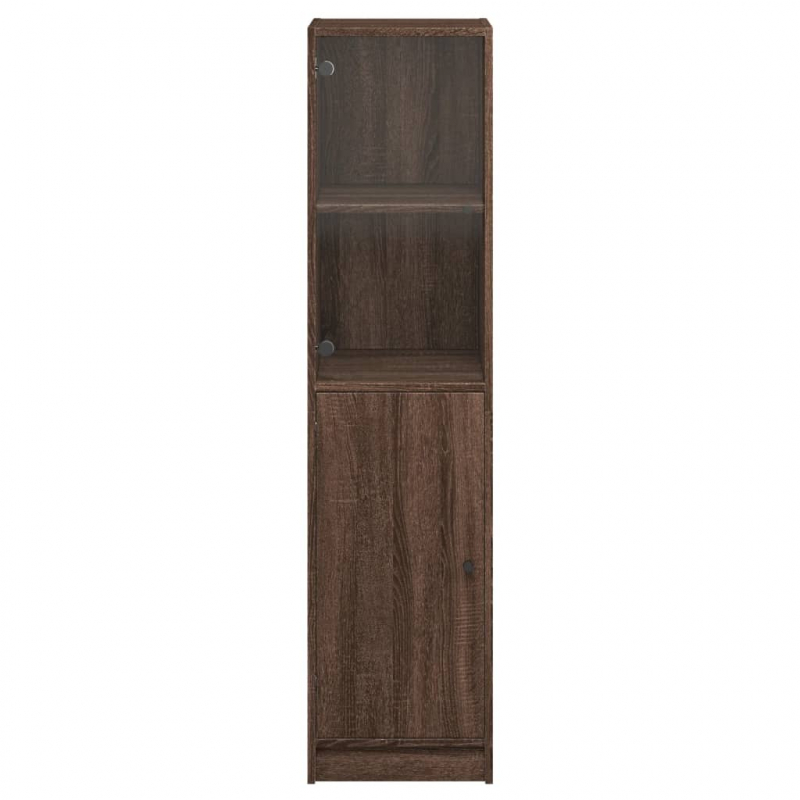 Highboard mit Glastür Braun Eichen-Optik 35x37x142 cm