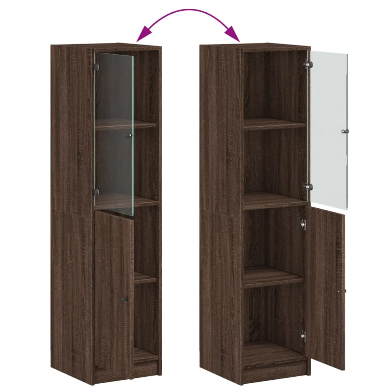 Highboard mit Glastür Braun Eichen-Optik 35x37x142 cm