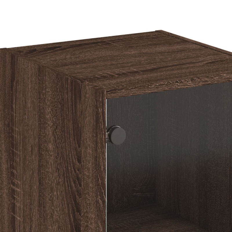 Highboard mit Glastür Braun Eichen-Optik 35x37x142 cm