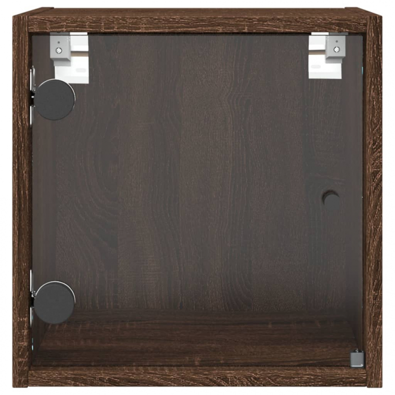 Nachttisch mit Glastür Braun Eichen-Optik 35x37x35 cm