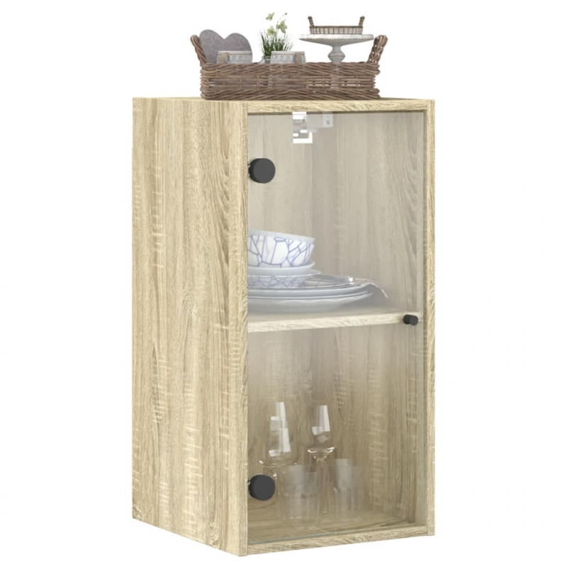 Wandschrank mit Glastüren Sonoma-Eiche 35x37x68,5 cm