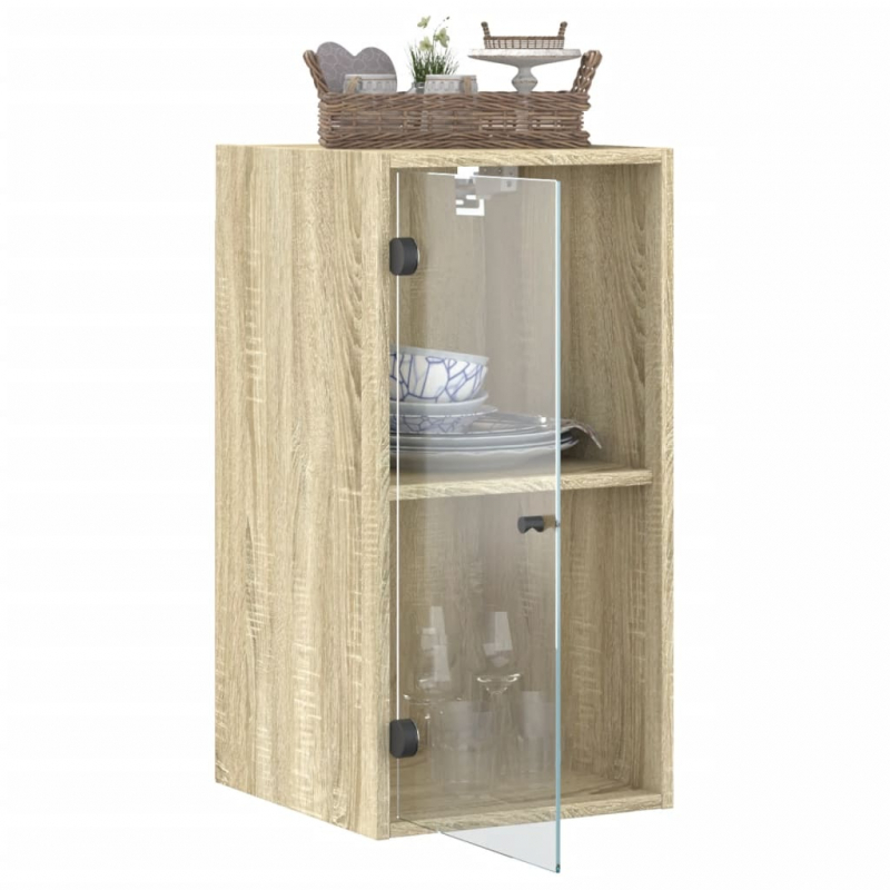 Wandschrank mit Glastüren Sonoma-Eiche 35x37x68,5 cm