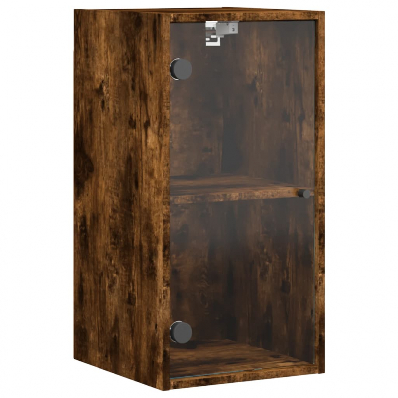 Wandschrank mit Glastüren Räuchereiche 35x37x68,5 cm