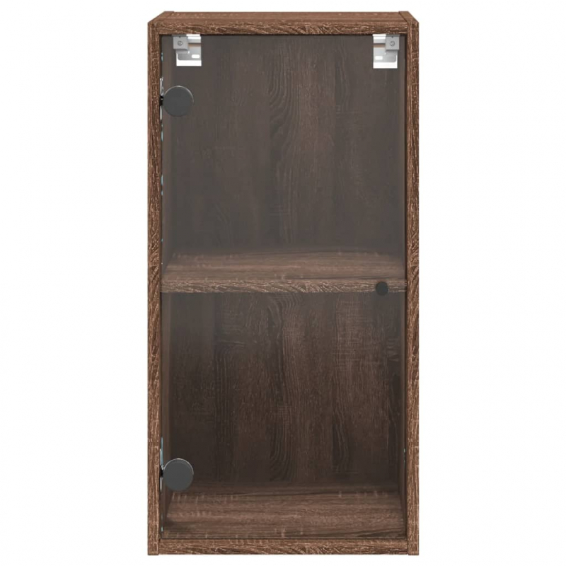 Wandschrank mit Glastüren Braun Eichen-Optik 35x37x68,5 cm