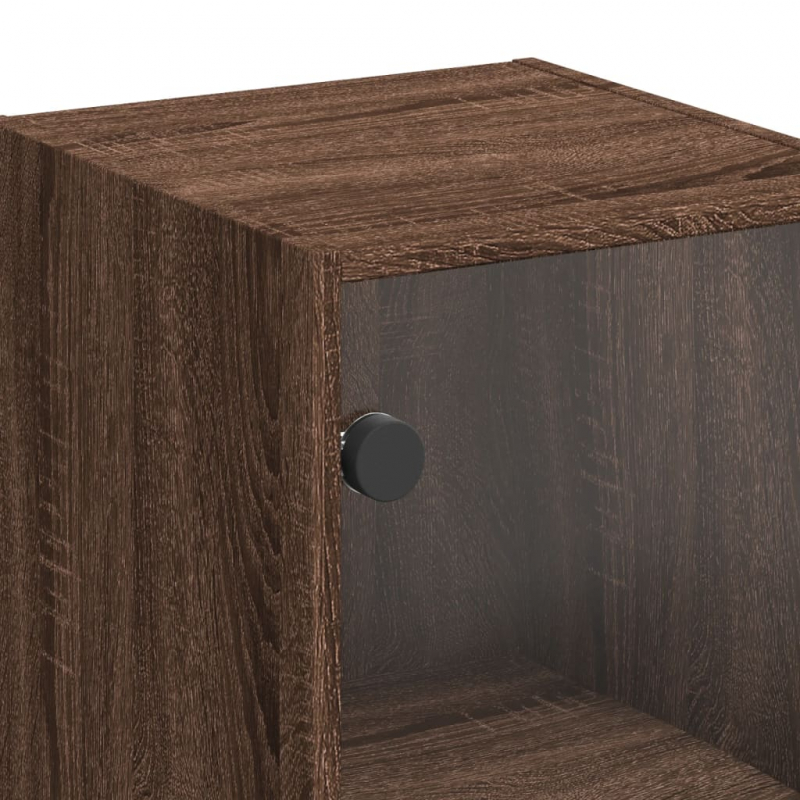 Wandschrank mit Glastüren Braun Eichen-Optik 35x37x68,5 cm