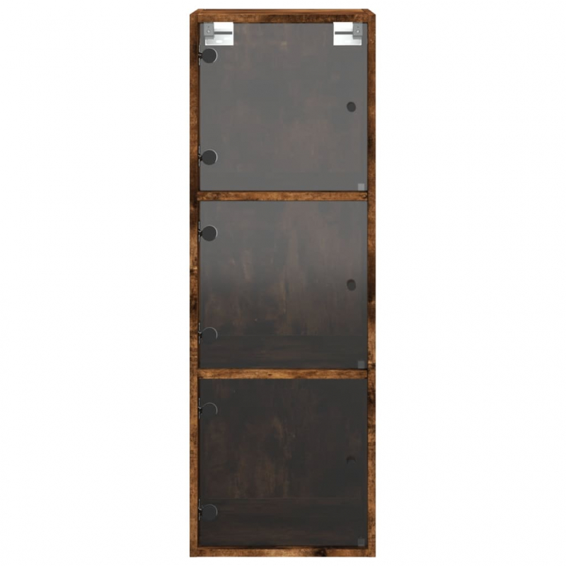 Wandschrank mit Glastüren Räuchereiche 35x37x100 cm