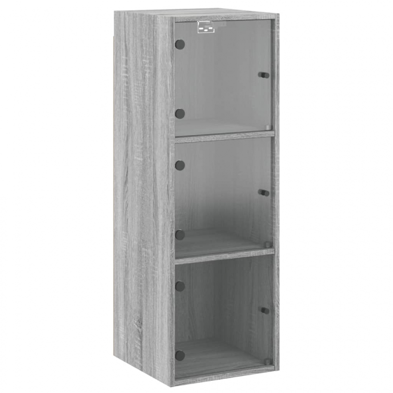 Wandschrank mit Glastüren Grau Sonoma 35x37x100 cm