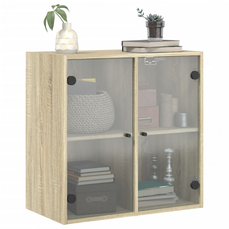 Wandschrank mit Glastüren Sonoma-Eiche 68x37x68,5 cm