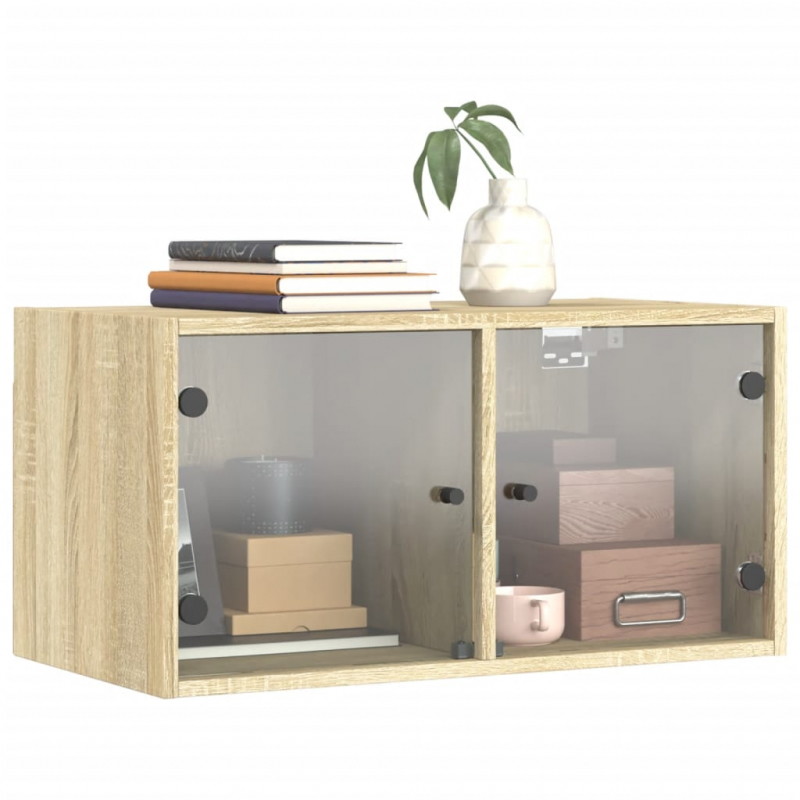 Wandschrank mit Glastüren Sonoma-Eiche 68,5x37x35 cm