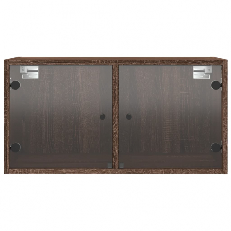 Wandschrank mit Glastüren Braun Eichen-Optik 68,5x37x35 cm