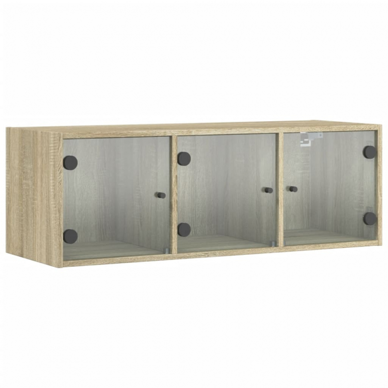 Wandschrank mit Glastüren Sonoma-Eiche 102x37x35 cm
