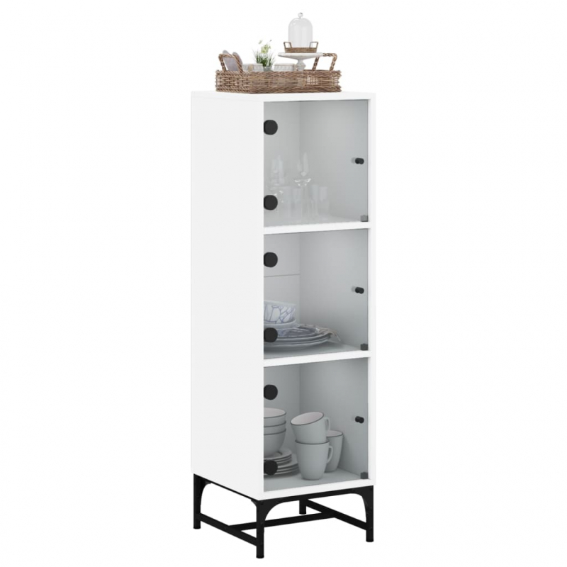 Highboard mit Glastüren Weiß 35x37x120 cm