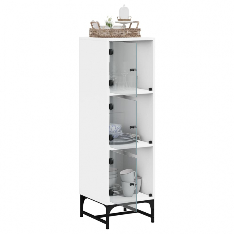 Highboard mit Glastüren Weiß 35x37x120 cm
