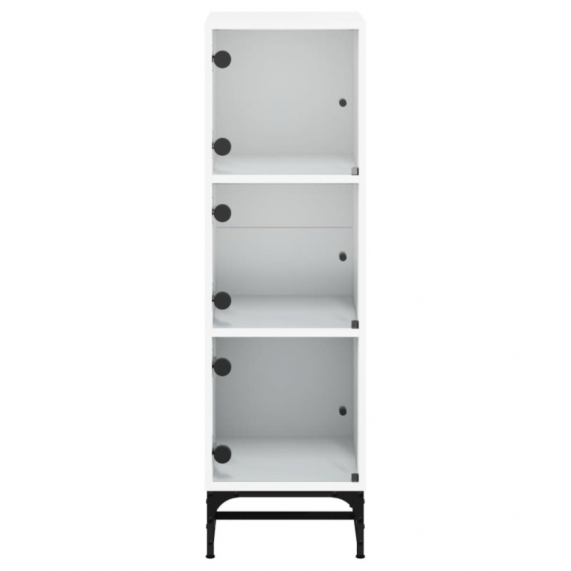 Highboard mit Glastüren Weiß 35x37x120 cm
