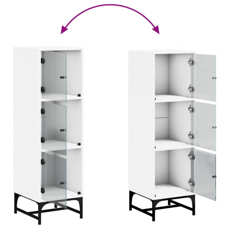 Highboard mit Glastüren Weiß 35x37x120 cm