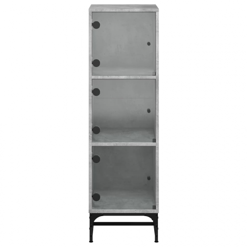 Highboard mit Glastüren Betongrau 35x37x120 cm