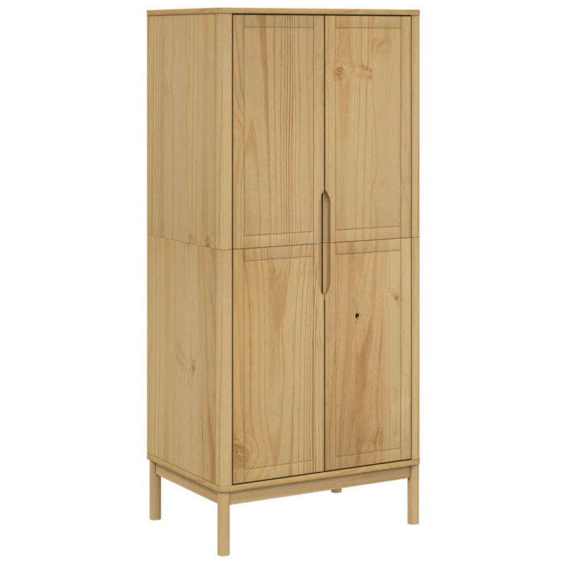 Kleiderschrank FLORO Wachsbraun 77x53x171 cm Massivholz Kiefer