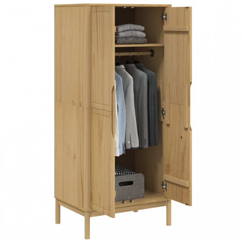 Kleiderschrank FLORO Wachsbraun 77x53x171 cm Massivholz Kiefer