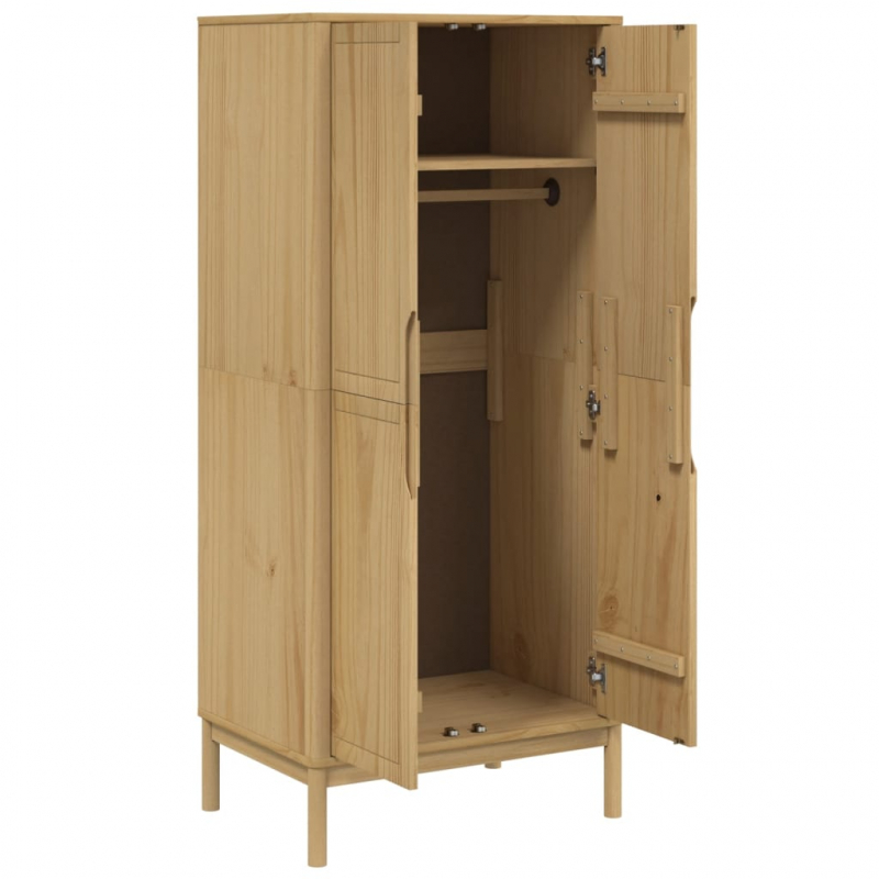 Kleiderschrank FLORO Wachsbraun 77x53x171 cm Massivholz Kiefer