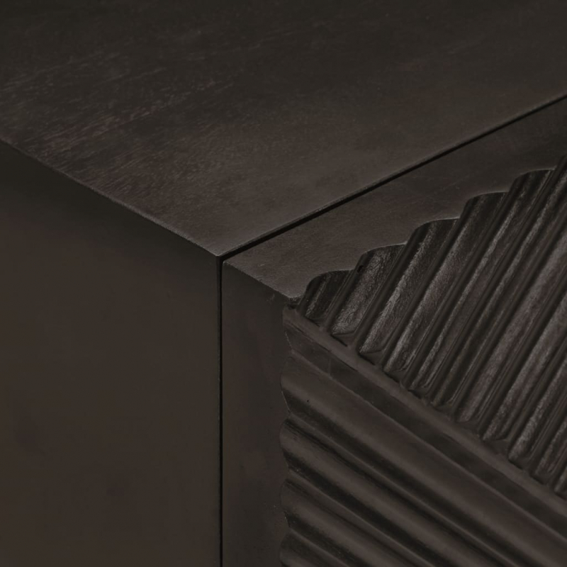 Nachttisch Schwarz 40x30x50 cm Massivholz Mango und Eisen