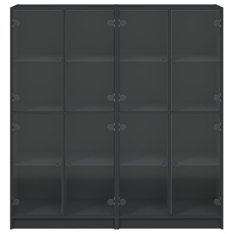 Bücherschrank mit Türen Schwarz 136x37x142 cm Holzwerkstoff