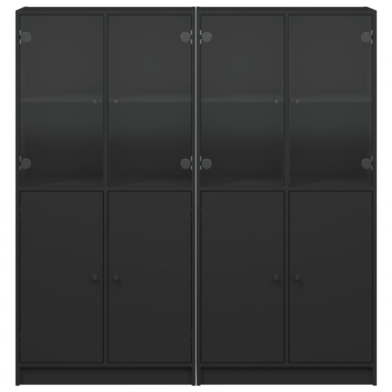 Bücherschrank mit Türen Schwarz 136x37x142 cm Holzwerkstoff