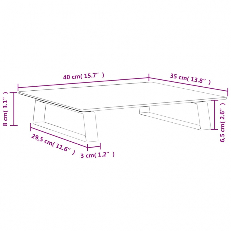 Monitorständer Weiß 40x35x8 cm Hartglas und Metall