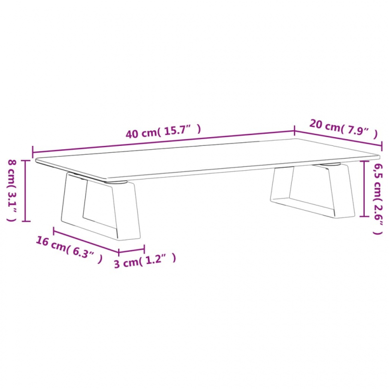 Monitorständer Schwarz 40x20x8 cm Hartglas und Metall