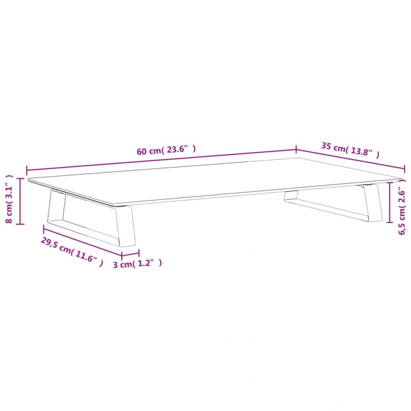 Monitorständer Schwarz 60x35x8 cm Hartglas und Metall