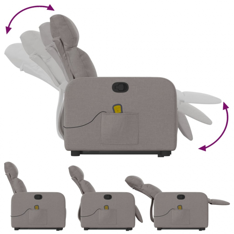 Massagesessel mit Aufstehhilfe Taupe Stoff