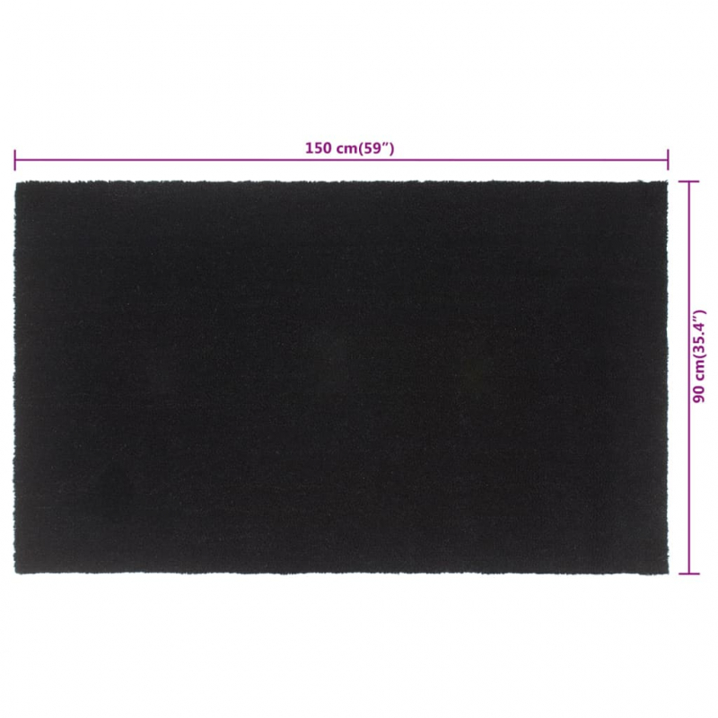 Fußmatte Schwarz 90x150 cm Kokosfaser Getuftet