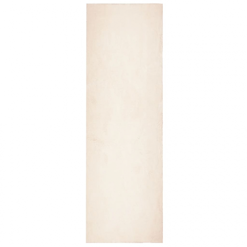Teppich HUARTE Kurzflor Weich und Waschbar Beige 80x250 cm