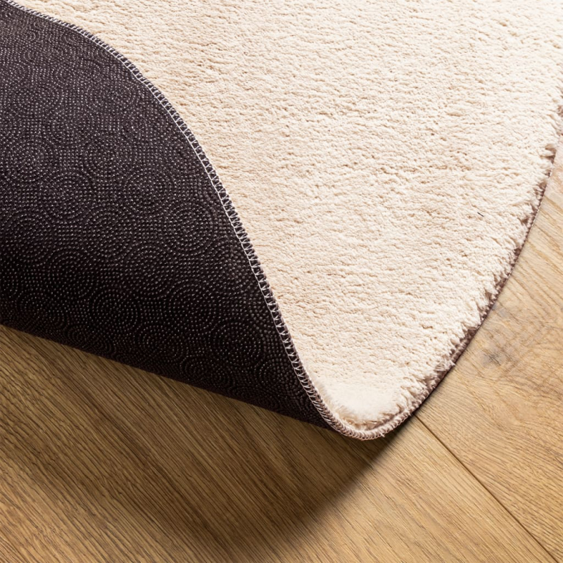Teppich HUARTE Kurzflor Weich und Waschbar Beige Ø 100 cm