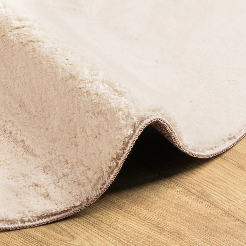 Teppich HUARTE Kurzflor Weich und Waschbar Beige Ø 100 cm