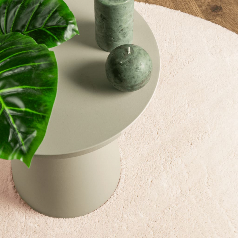 Teppich HUARTE Kurzflor Weich und Waschbar Beige Ø 100 cm
