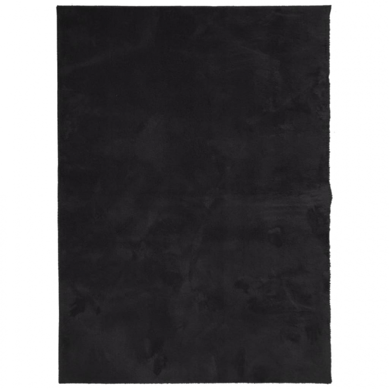 Teppich HUARTE Kurzflor Weich und Waschbar Schwarz 120x170 cm