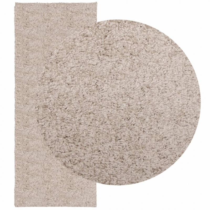 Shaggy-Teppich PAMPLONA Hochflor Modern Beige 80x200 cm