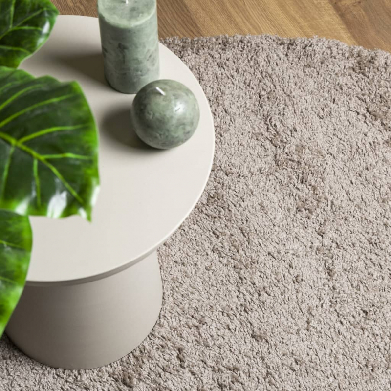 Shaggy-Teppich PAMPLONA Hochflor Modern Beige Ø 240 cm