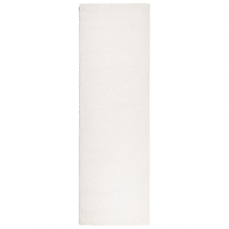 Teppich Shaggy Hochflor Modern Creme 80x250 cm