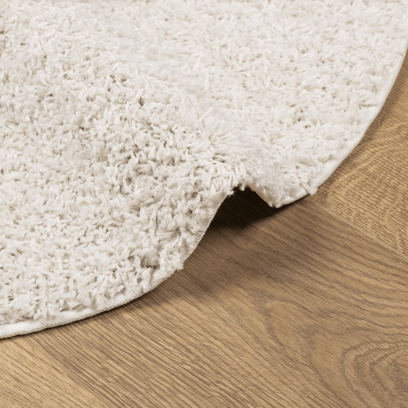 Teppich Shaggy Hochflor Modern Creme Ø 80 cm