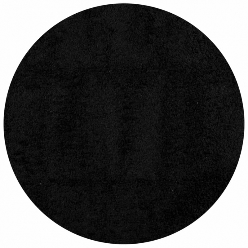 Shaggy-Teppich PAMPLONA Hochflor Modern Schwarz Ø 80 cm