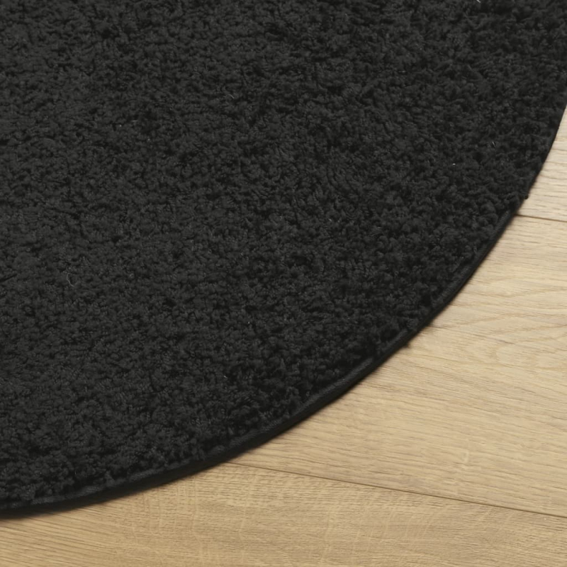 Shaggy-Teppich PAMPLONA Hochflor Modern Schwarz Ø 80 cm