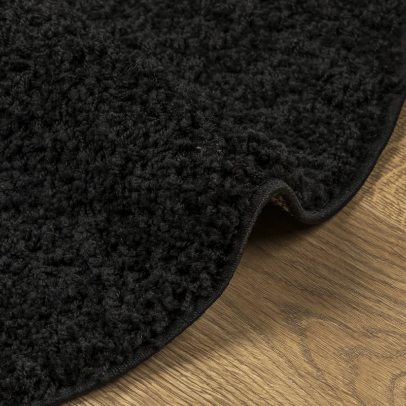 Shaggy-Teppich PAMPLONA Hochflor Modern Schwarz Ø 240 cm