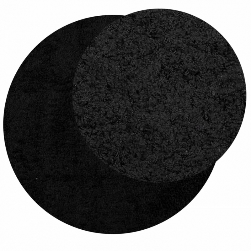 Shaggy-Teppich PAMPLONA Hochflor Modern Schwarz Ø 280 cm