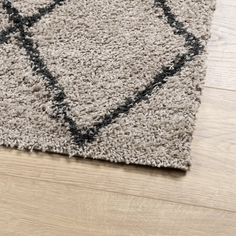 Shaggy-Teppich Hochflor Modern Beige Anthrazit 240x340 cm