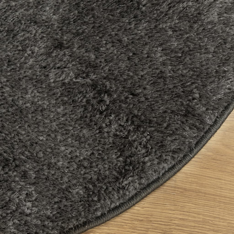 Teppich ISTAN Hochflor Glänzend Anthrazit Ø 100 cm