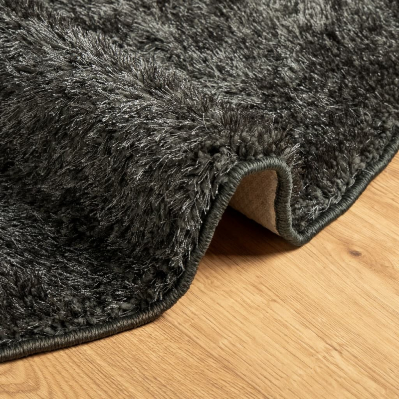 Teppich ISTAN Hochflor Glänzend Anthrazit Ø 120 cm