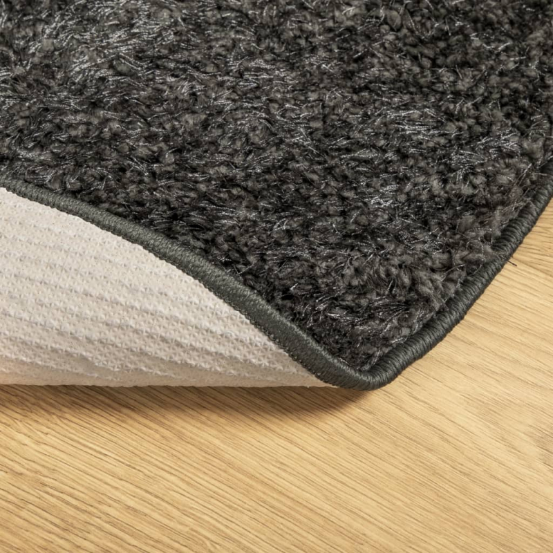 Teppich ISTAN Hochflor Glänzend Anthrazit Ø 160 cm